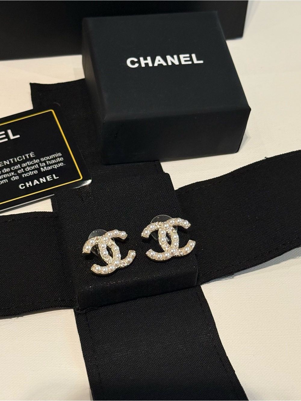 Chanel Pearl & Crystal CC Earrings